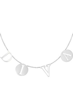 Necklace Letters Diva Silver Stainless Steel h5 